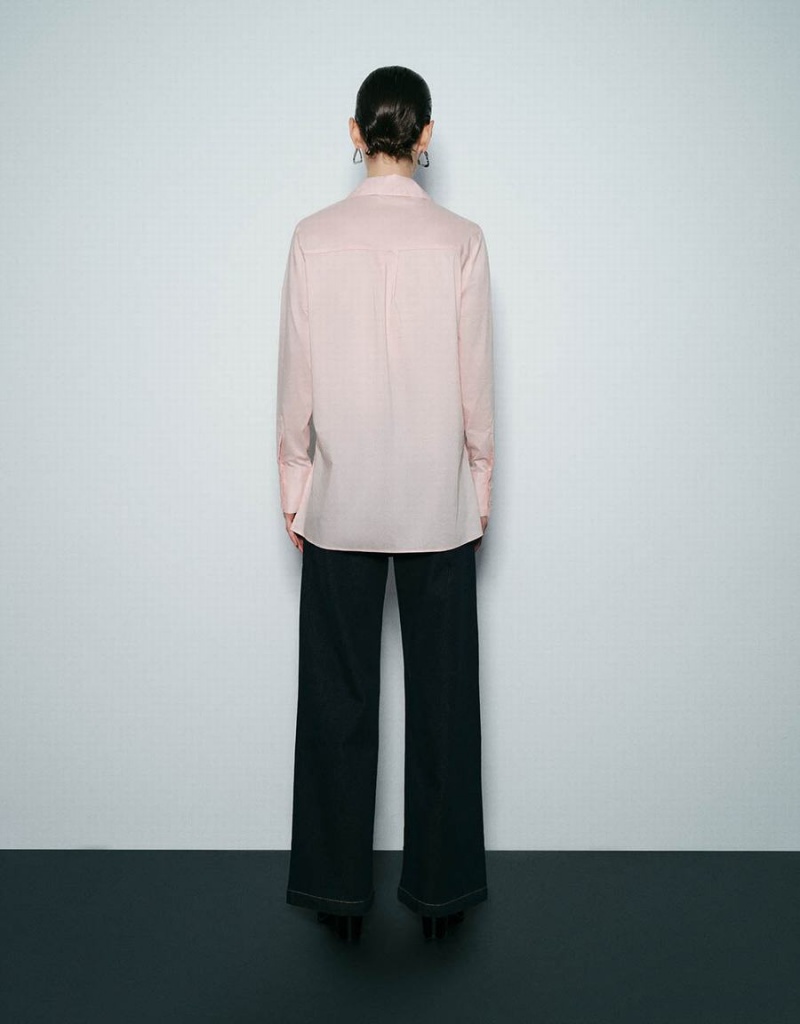 Chemises Urban Revivo Button Up Droit Femme Rose | LHS4752PV