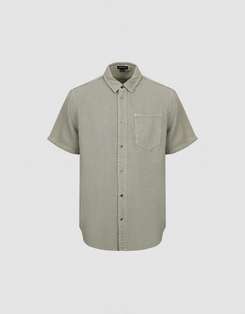 Chemises Urban Revivo Button Up Loose Denim Homme Vert | OIM7467WS