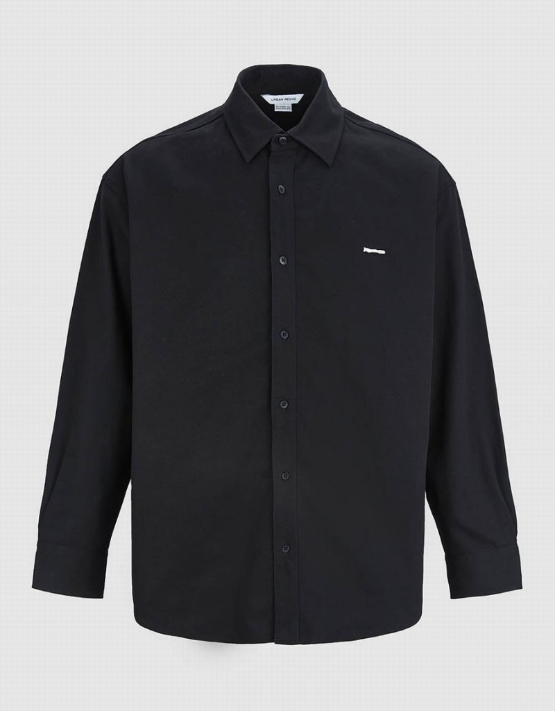 Chemises Urban Revivo Button Up Loose Homme Noir | HZO7943CI