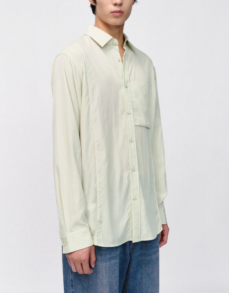 Chemises Urban Revivo Button Up Loose Homme Vert | OWE8767YW