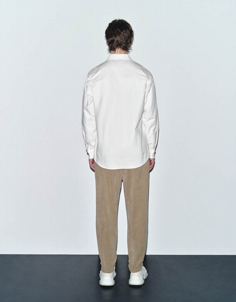 Chemises Urban Revivo Button Up Oversized Homme Blanche | TWZ9116YL