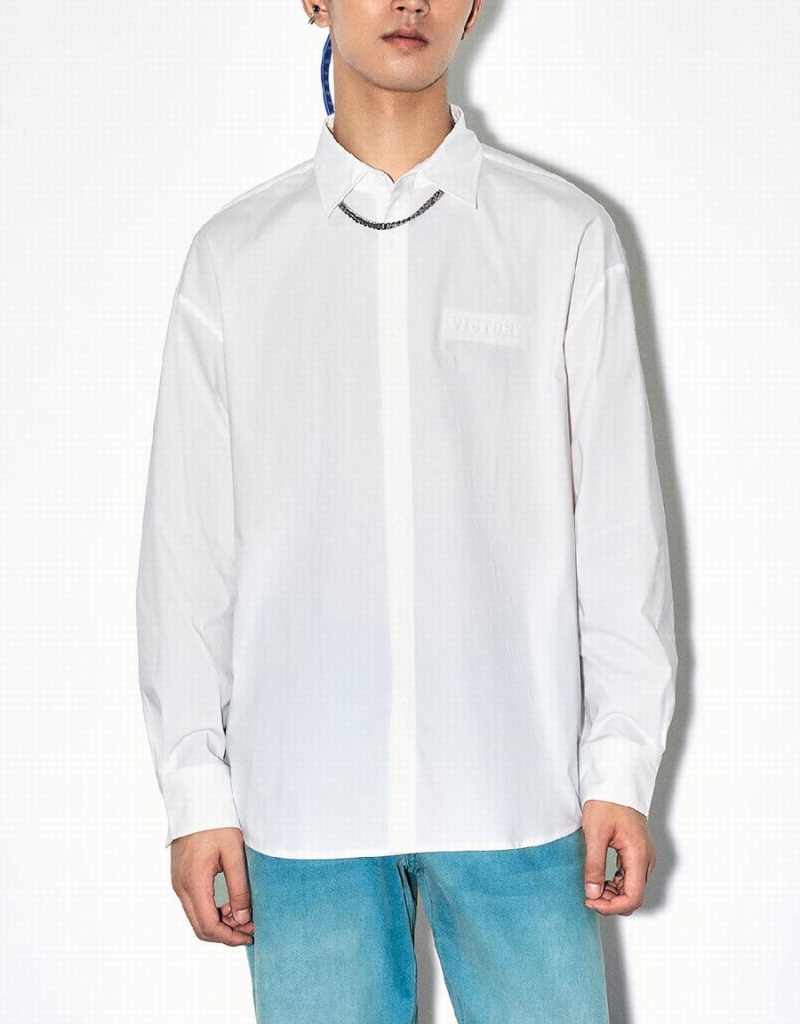 Chemises Urban Revivo Button Up Oversized Homme Blanche | ZSY9765ZV