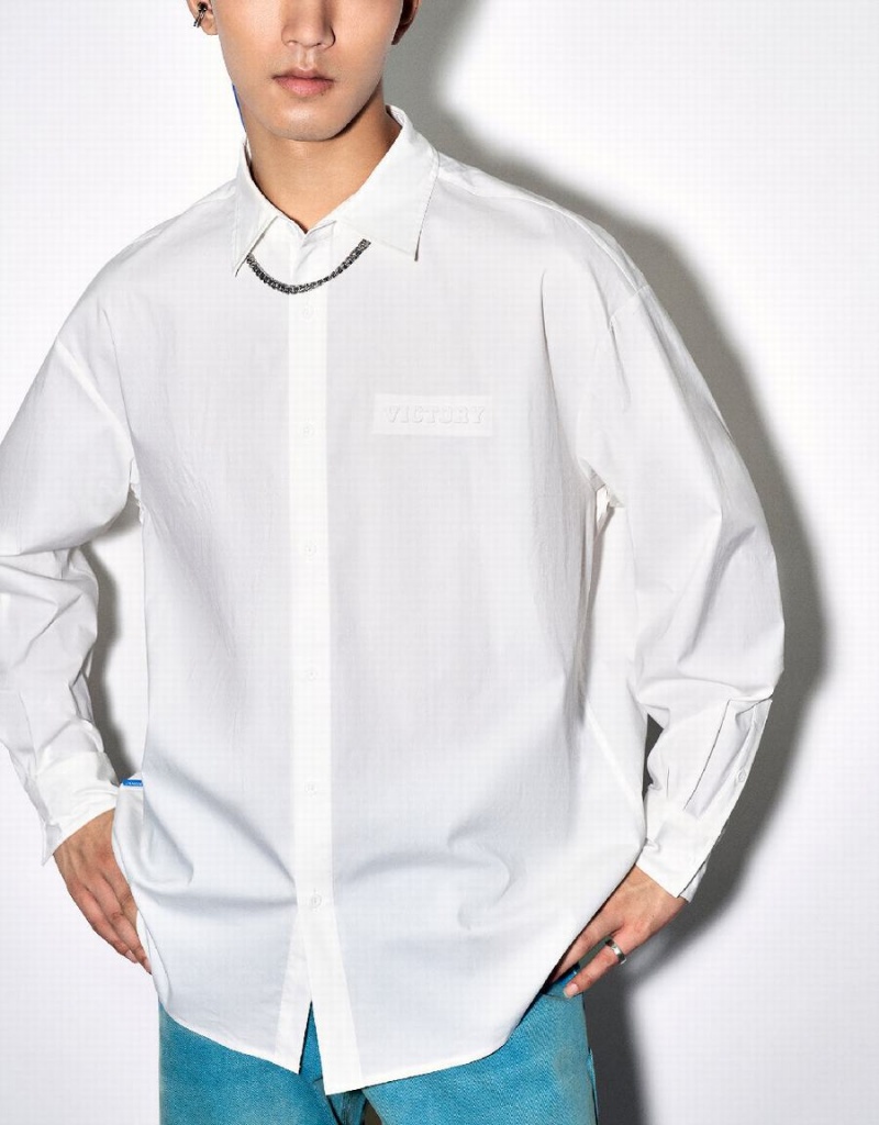Chemises Urban Revivo Button Up Oversized Homme Blanche | ZSY9765ZV