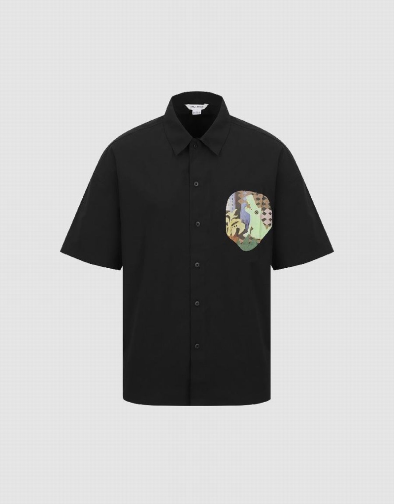 Chemises Urban Revivo Button Up Oversized Homme Noir | PSF845HN
