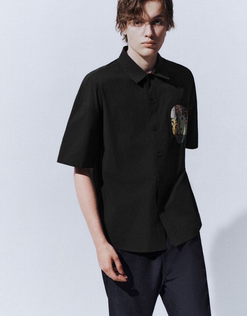 Chemises Urban Revivo Button Up Oversized Homme Noir | PSF845HN