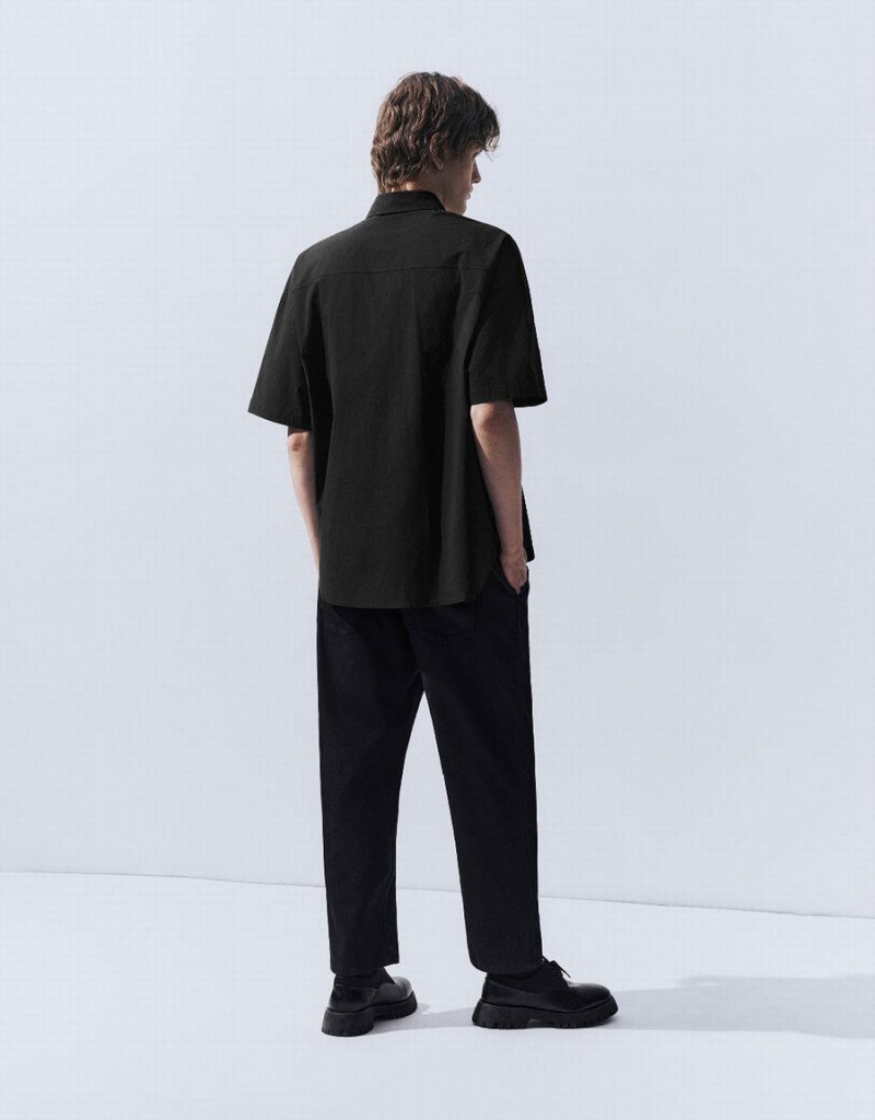 Chemises Urban Revivo Button Up Oversized Homme Noir | PSF845HN
