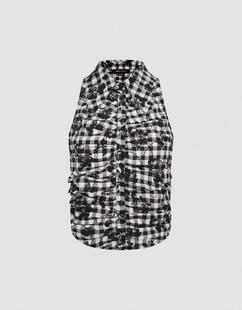 Chemises Urban Revivo Checkered Print Droit Femme Grise | MOK5225SY