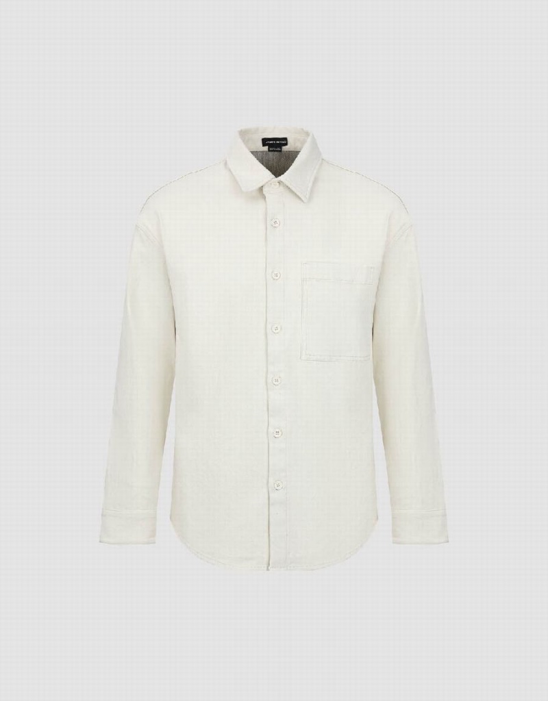 Chemises Urban Revivo Droit Denim Homme Blanche | KMS5088UP