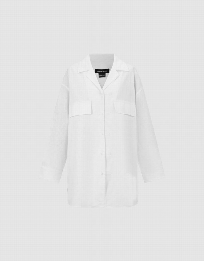 Chemises Urban Revivo Droit Drop Shoulder Femme Blanche | QPY8856NK