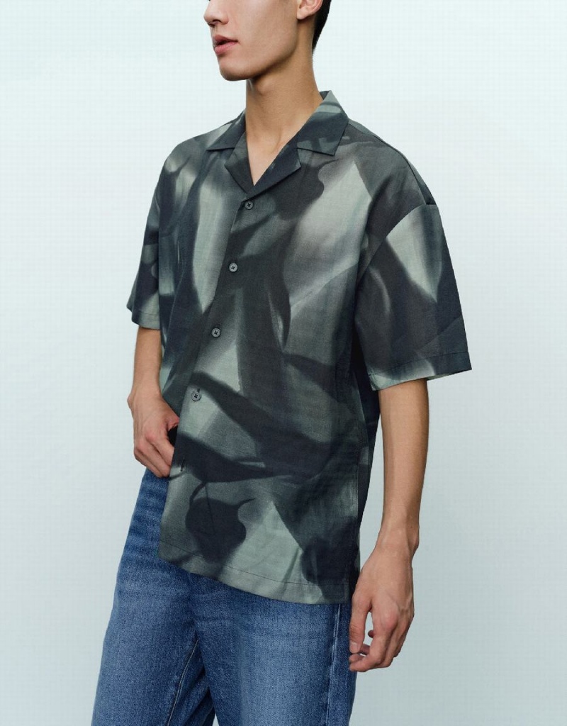 Chemises Urban Revivo Droit Loose Homme Bleu | LBP398JY