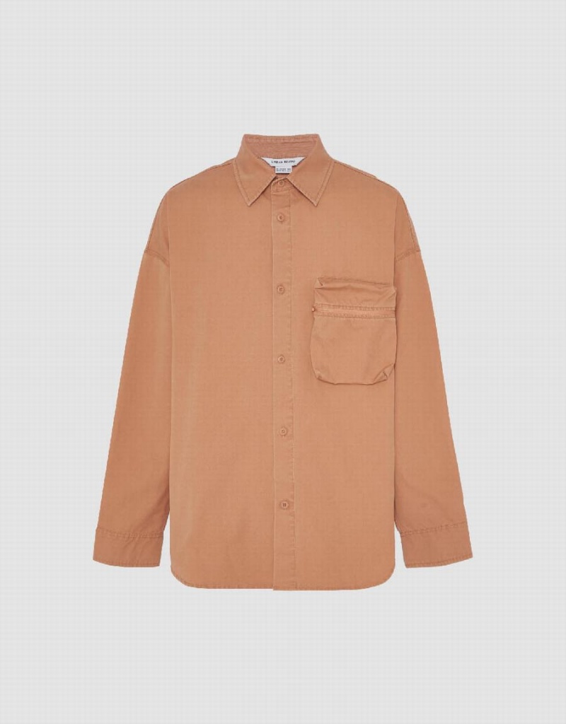 Chemises Urban Revivo Droit Oversized Homme Orange | TYK5371SE