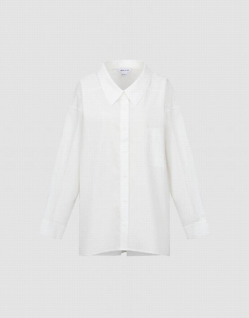 Chemises Urban Revivo Drop Shoulder Sleeve Button Up Droit Femme Blanche | BMY8026HA