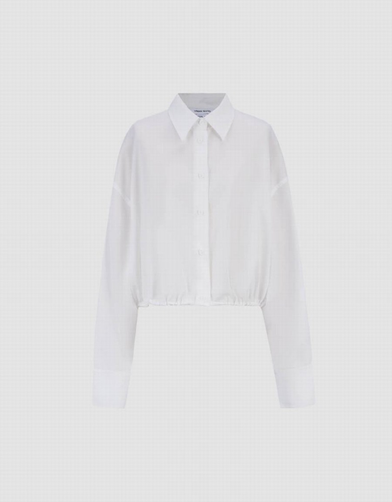 Chemises Urban Revivo Elastic Hem Cropped Balloon Femme Blanche | THD2688UB