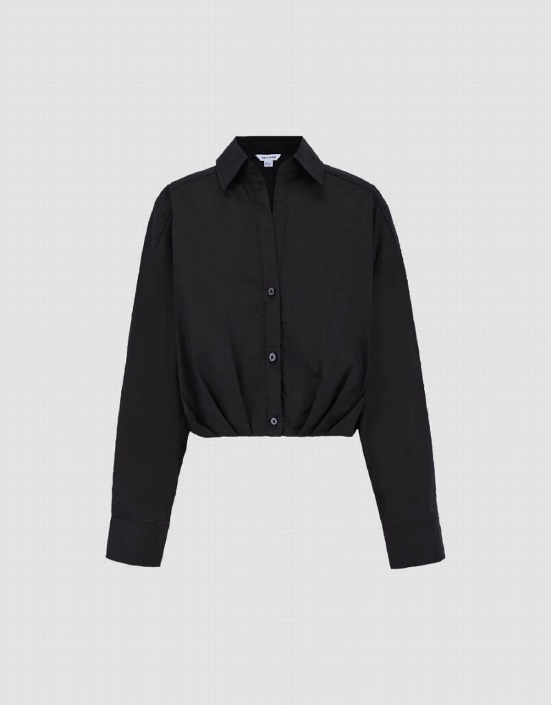 Chemises Urban Revivo Gathered Taille Cropped Coton Femme Noir | XCJ8687RT