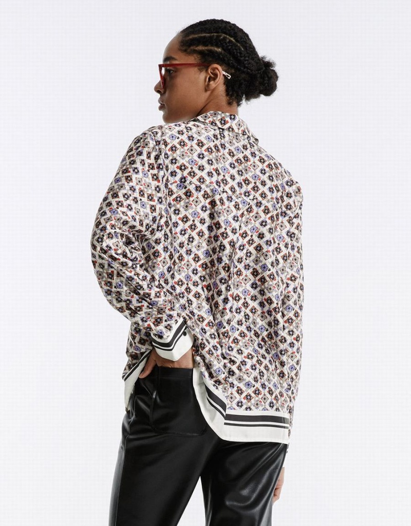 Chemises Urban Revivo Geometric Button Up Femme Grise | ZBW9290WX