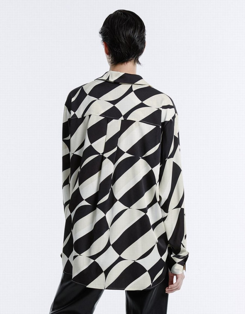 Chemises Urban Revivo Geometric Print Femme Grise | GZU5375VU