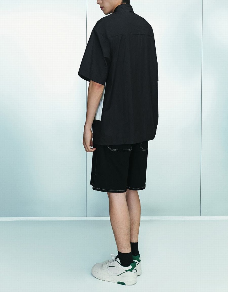 Chemises Urban Revivo Human Printed Loose Homme Noir | MTS2170JX
