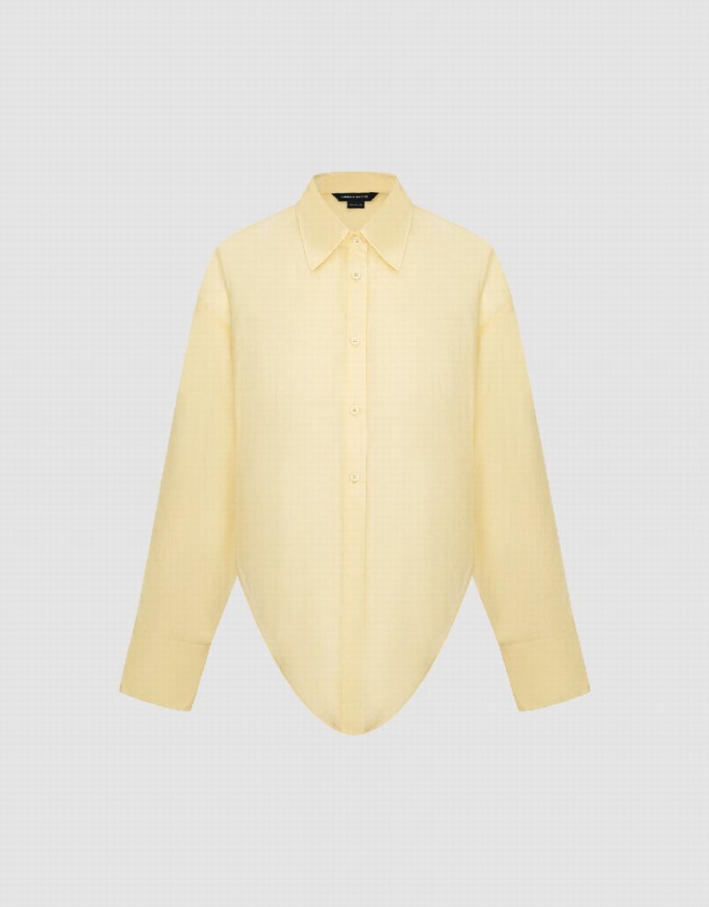 Chemises Urban Revivo Knot Hem Femme Jaune | TJV6367CK