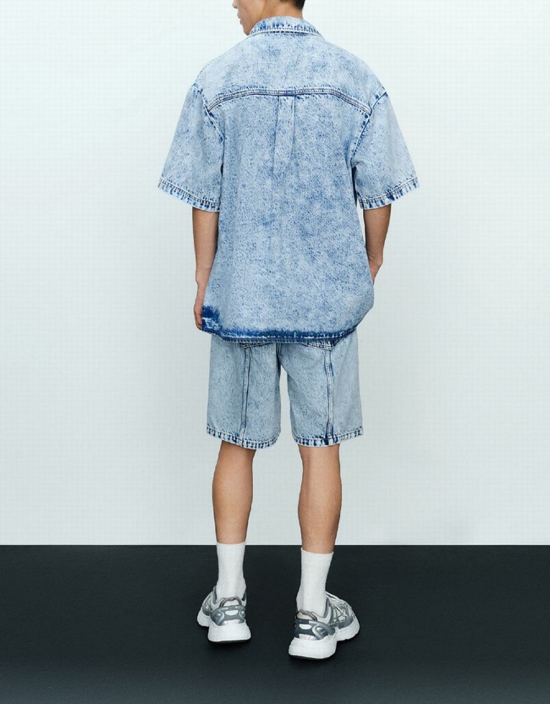 Chemises Urban Revivo Loose Denim Homme Bleu | WWD1039WK