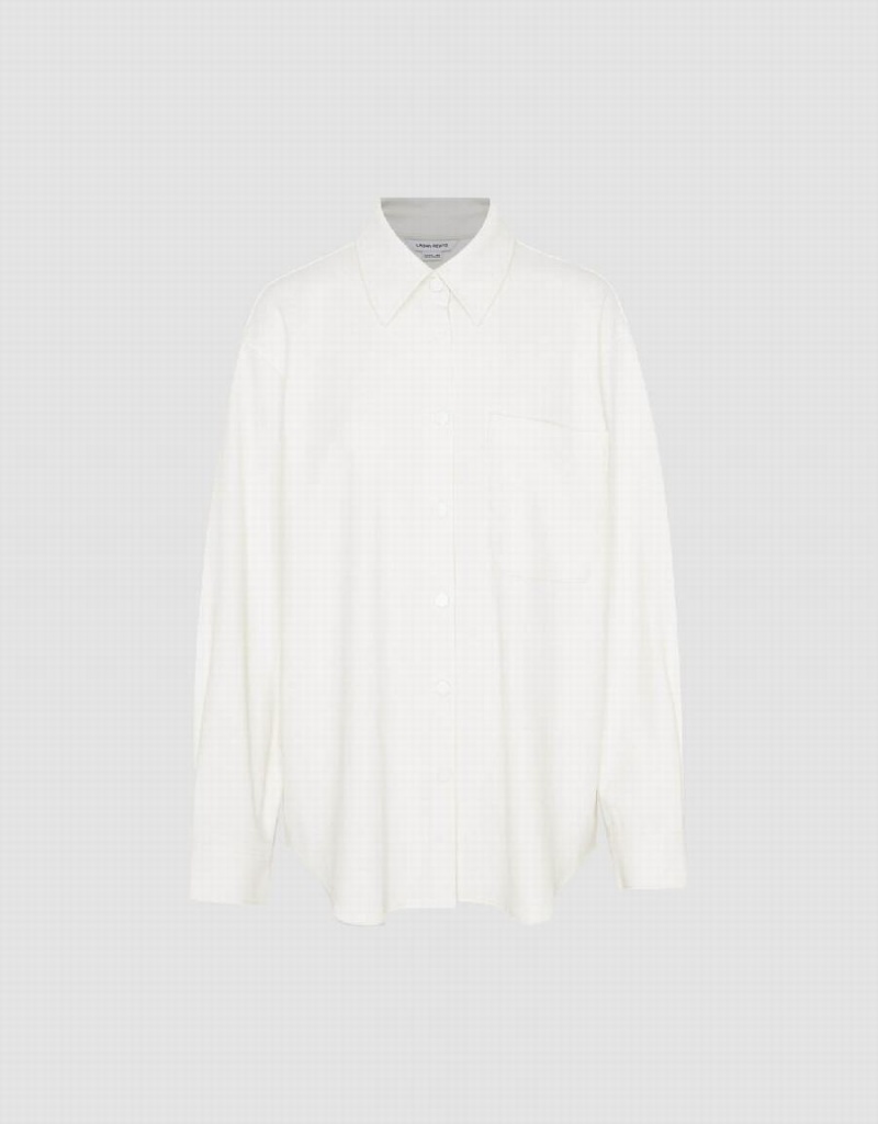 Chemises Urban Revivo Press Buttoned Oversized Femme Blanche | LPY6990AM
