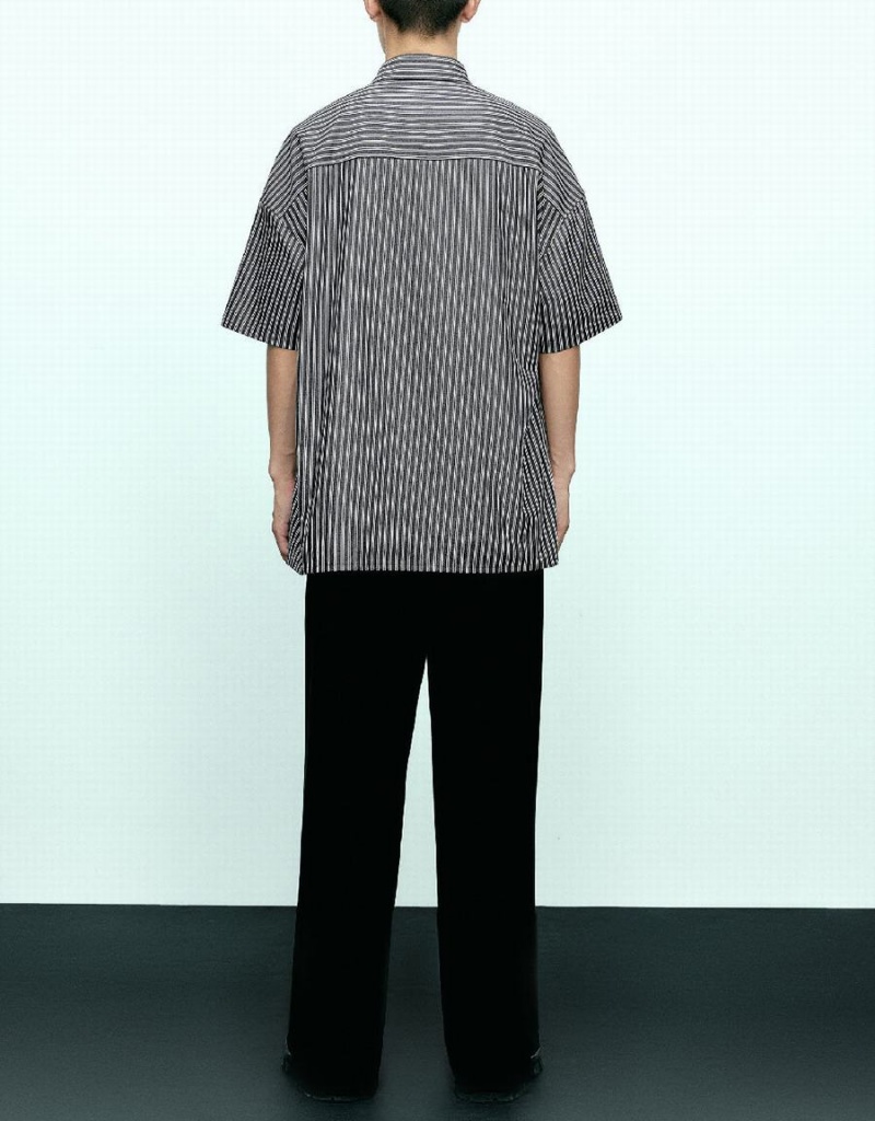 Chemises Urban Revivo Rayé Loose Homme Grise | FOF32100QR