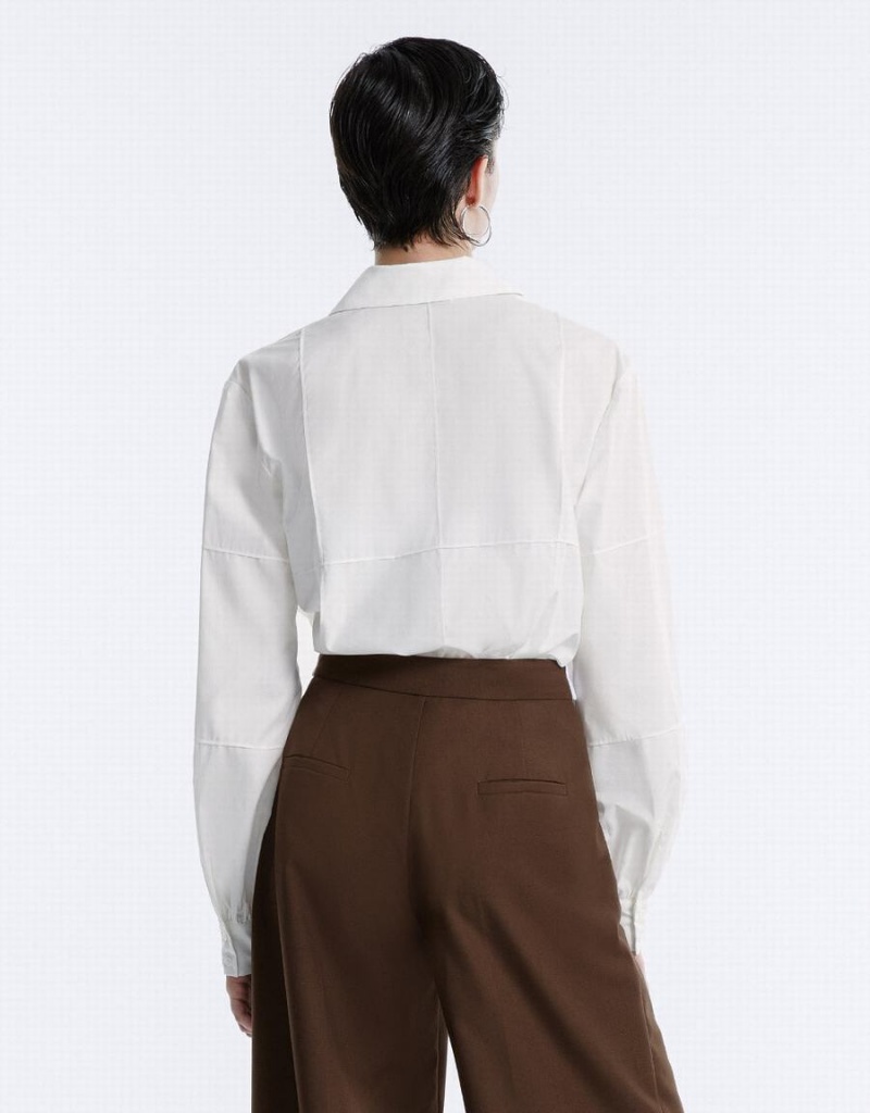 Chemises Urban Revivo Stitch Detail Femme Blanche | OVD3564NM