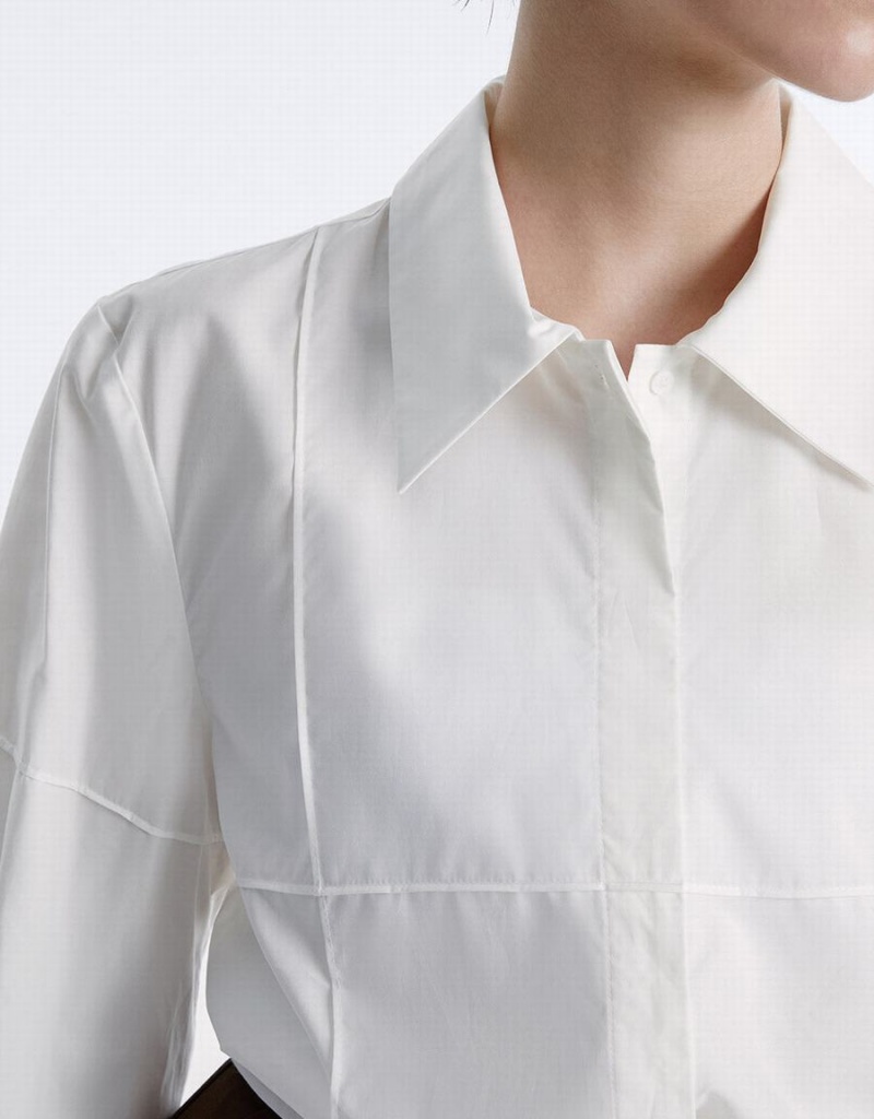 Chemises Urban Revivo Stitch Detail Femme Blanche | OVD3564NM