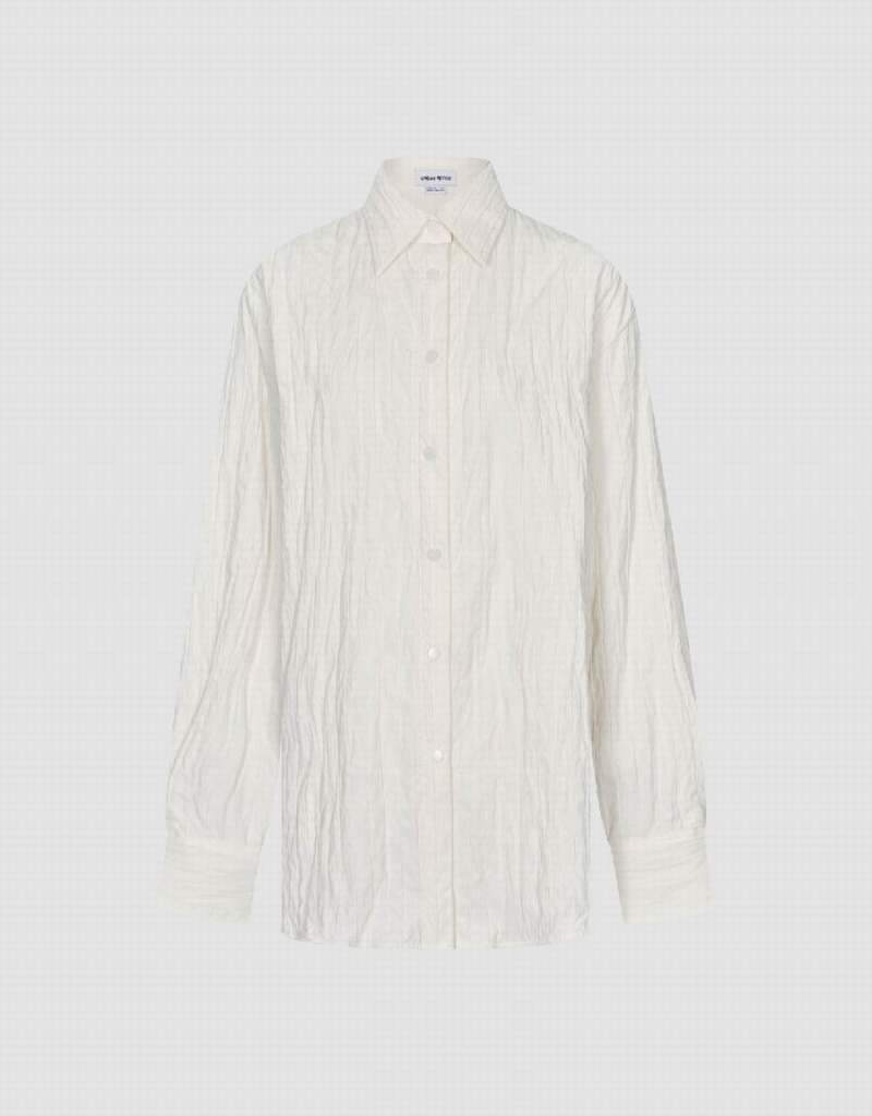 Chemises Urban Revivo Textured Button Up Femme Blanche | NBT6738WJ
