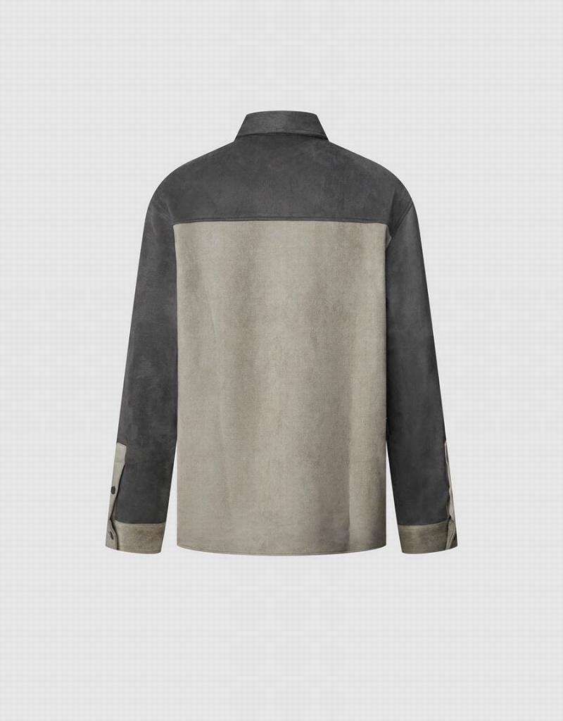 Chemises Urban Revivo Two Toned Button Up Homme Grise Foncé | YIJ784ML