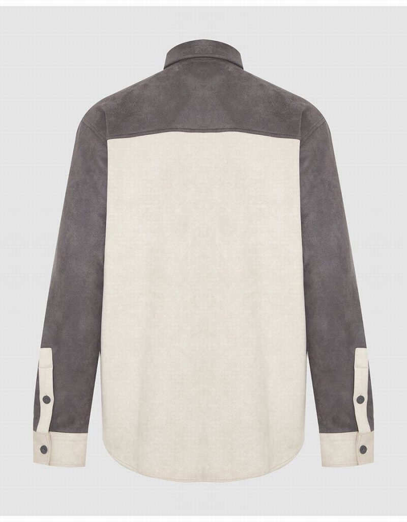 Chemises Urban Revivo Two Toned Button Up Homme Grise Foncé | YIJ784ML