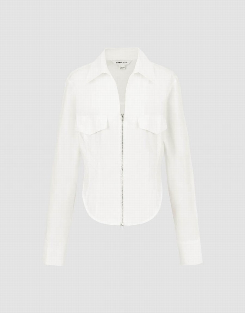 Chemises Urban Revivo Zippé Front A-Line Femme Blanche | LAD423NQ