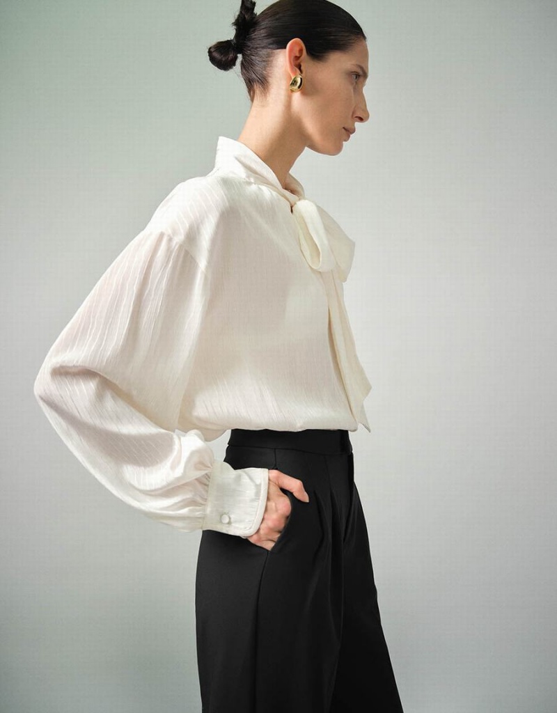 Chemisier Urban Revivo Bow Neck Overhead With Tie Femme Blanche | HIA9635UU