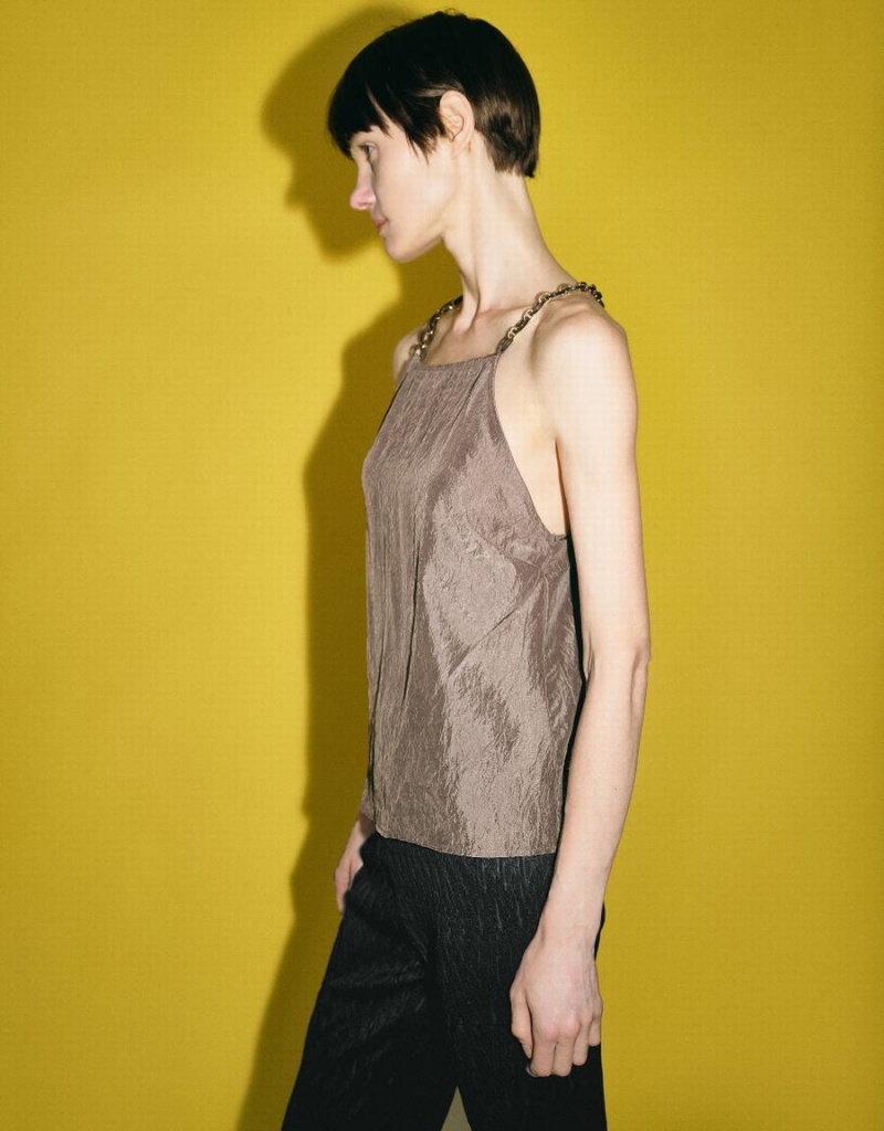 Chemisier Urban Revivo Chain Brides Cami Top Femme Marron | IAZ897ME