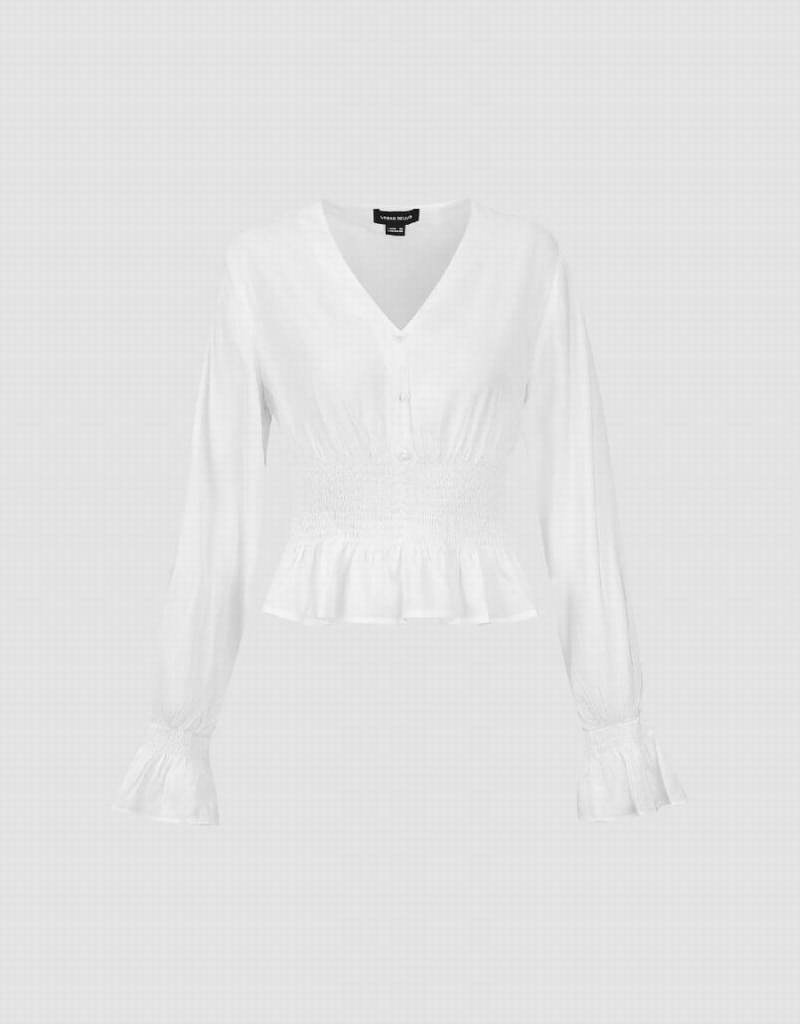 Chemisier Urban Revivo Chiffon V-Neck Overhead Femme Blanche | GKK7624EH