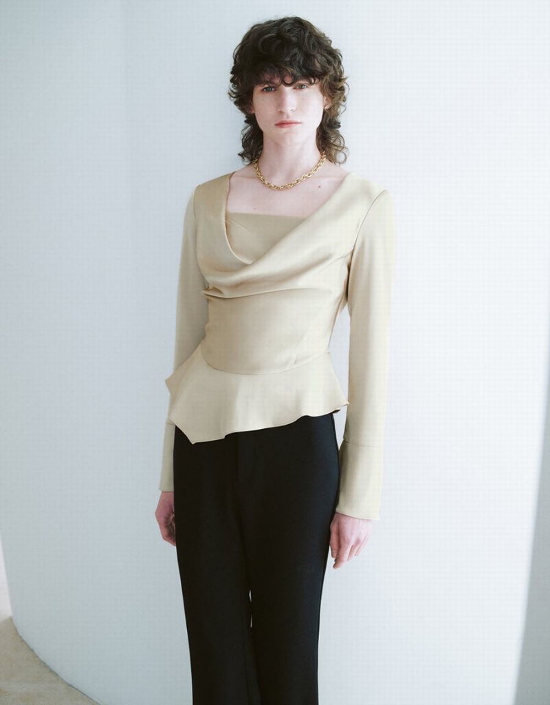 Chemisier Urban Revivo Cowl Neck Overhead Femme Kaki Vert | SPS2969WU