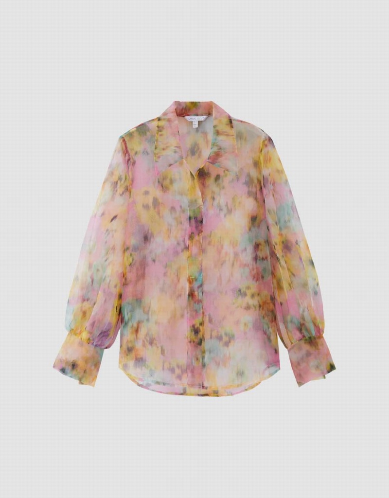 Chemisier Urban Revivo Flowers Printed Sheer Overhead Femme Multicolore | JAL5240OP