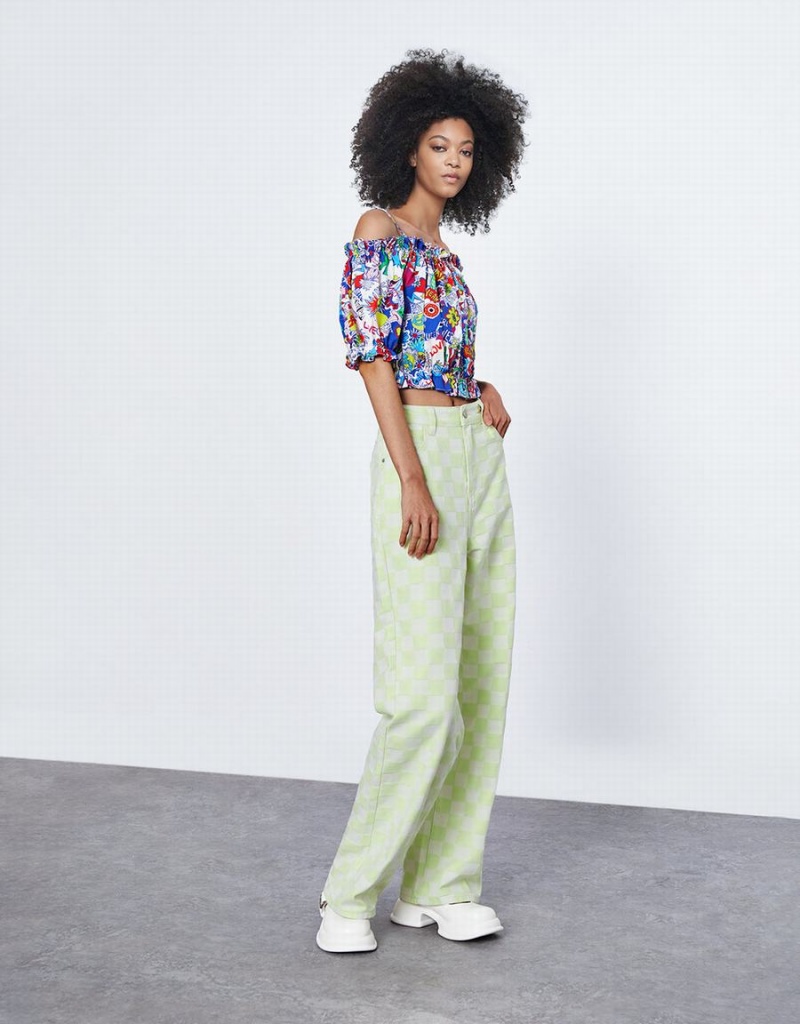Chemisier Urban Revivo Graffiti Print Off Shoulder Top Femme Rouge | AWD7054DZ