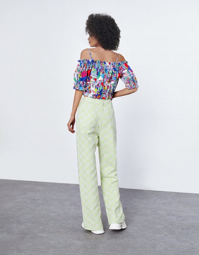 Chemisier Urban Revivo Graffiti Print Off Shoulder Top Femme Rouge | AWD7054DZ