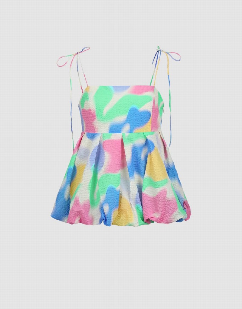 Chemisier Urban Revivo Printed Off-Shoulder Cami Femme Multicolore | MMX7299BF