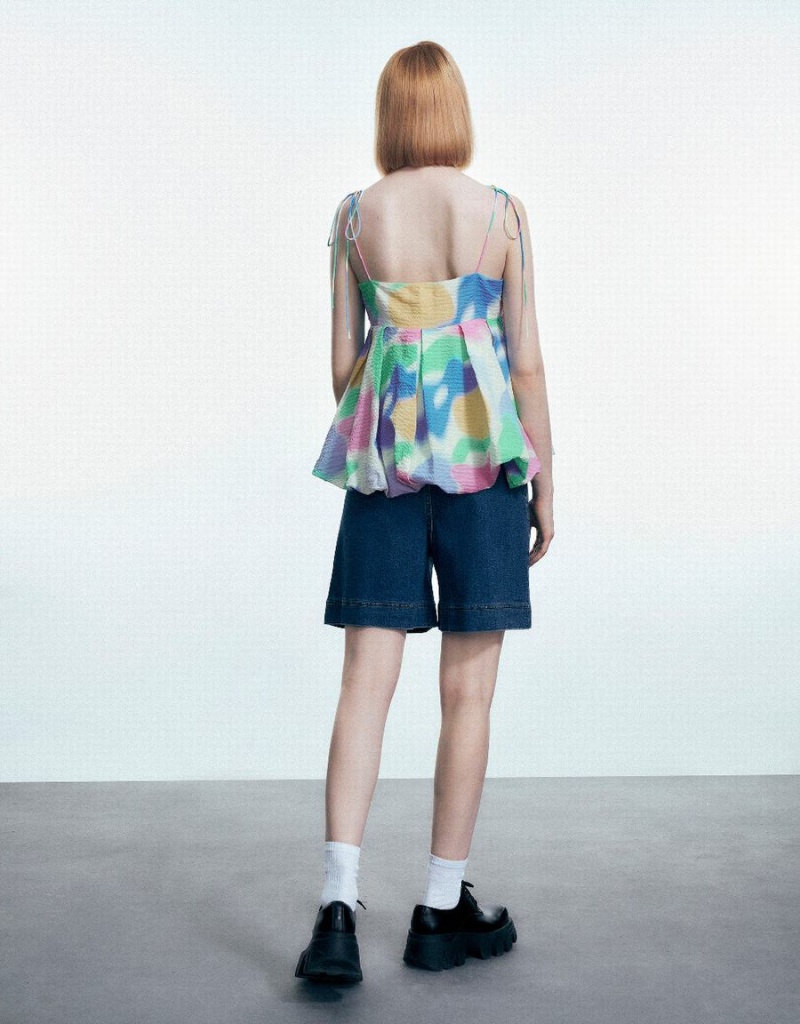 Chemisier Urban Revivo Printed Off-Shoulder Cami Femme Multicolore | MMX7299BF