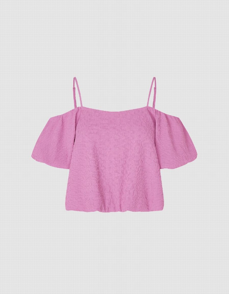 Chemisier Urban Revivo Puff Sleeve Square-Cut Collar Overhead Femme Rose | UUB10021ND