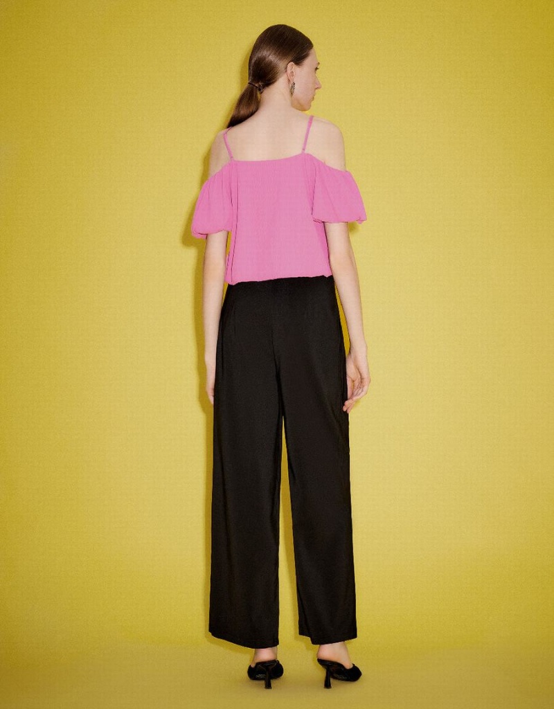 Chemisier Urban Revivo Puff Sleeve Square-Cut Collar Overhead Femme Rose | UUB10021ND