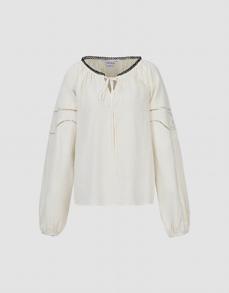 Chemisier Urban Revivo Raglan Sleeve Crew Neck Overhead Femme Blanche | RNI5673JL