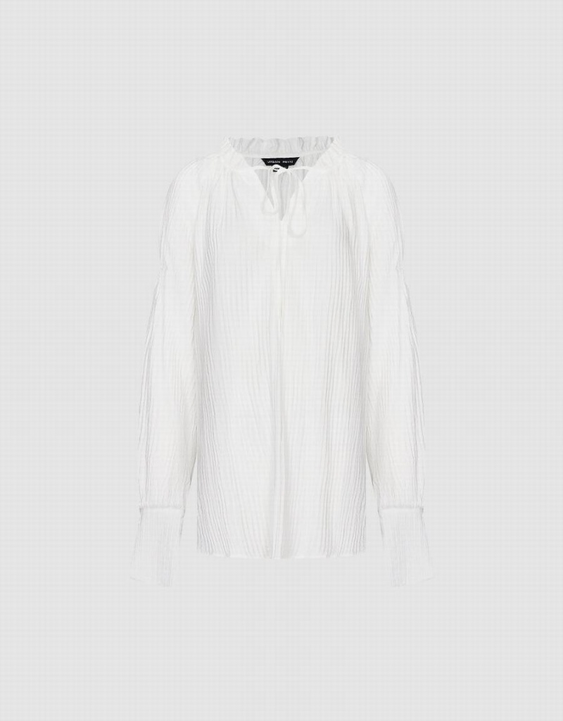 Chemisier Urban Revivo Raglan Sleeve Textured Overhead Femme Blanche | LTF7248JZ