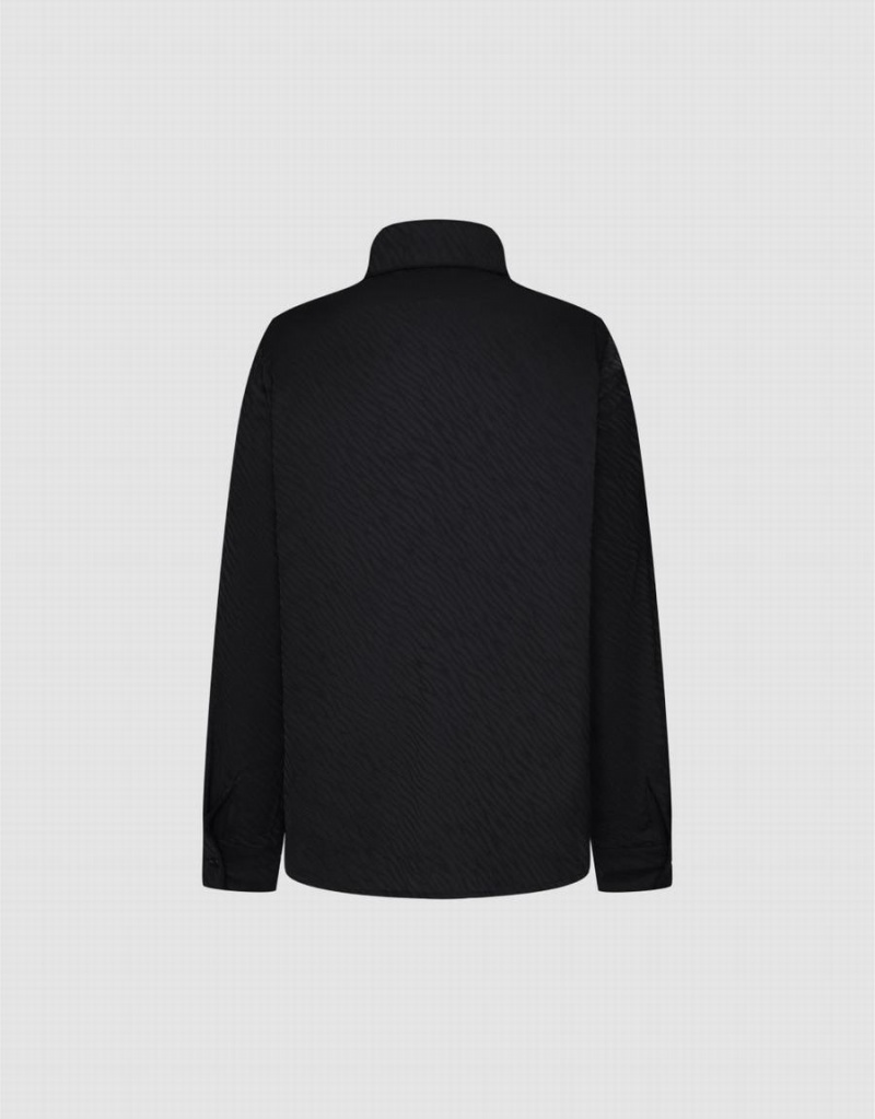 Chemisier Urban Revivo Ruffle Front Femme Noir | LNH9280JU