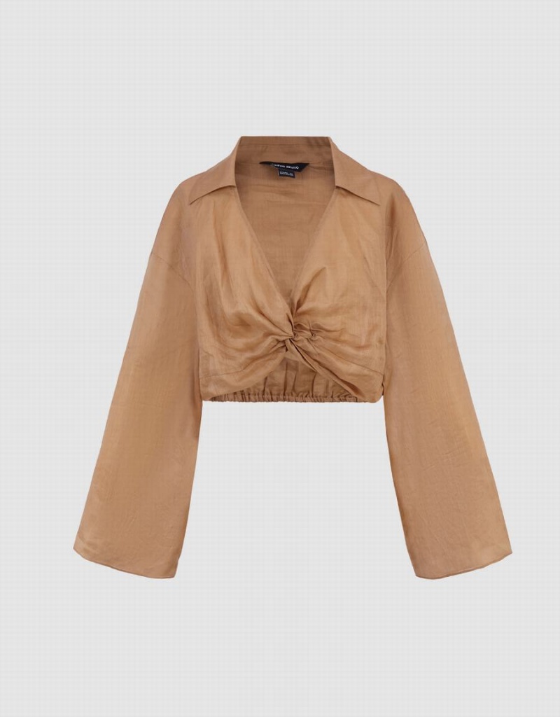Chemisier Urban Revivo Twist Front Overhead Femme Marron | NSH9573QD