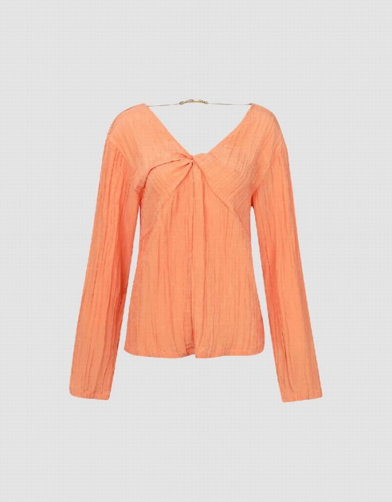 Chemisier Urban Revivo V-Neck Overhead Femme Orange | YCJ7324VV