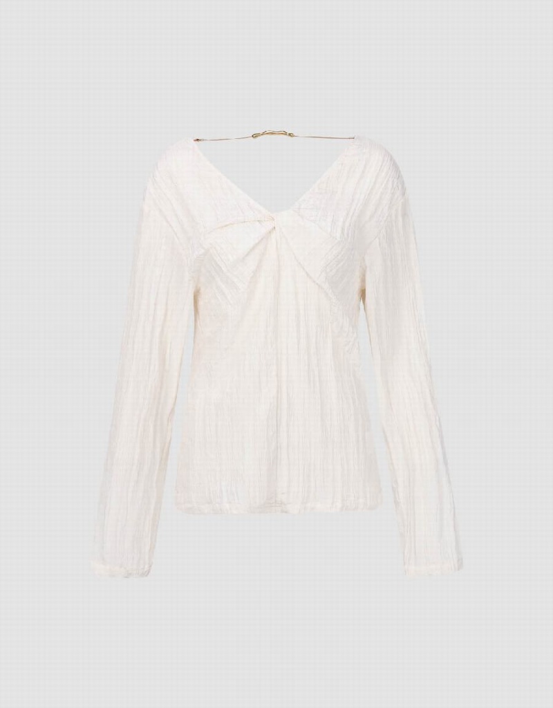 Chemisier Urban Revivo V-Neck Overhead Femme Blanche | HMR6334ZP