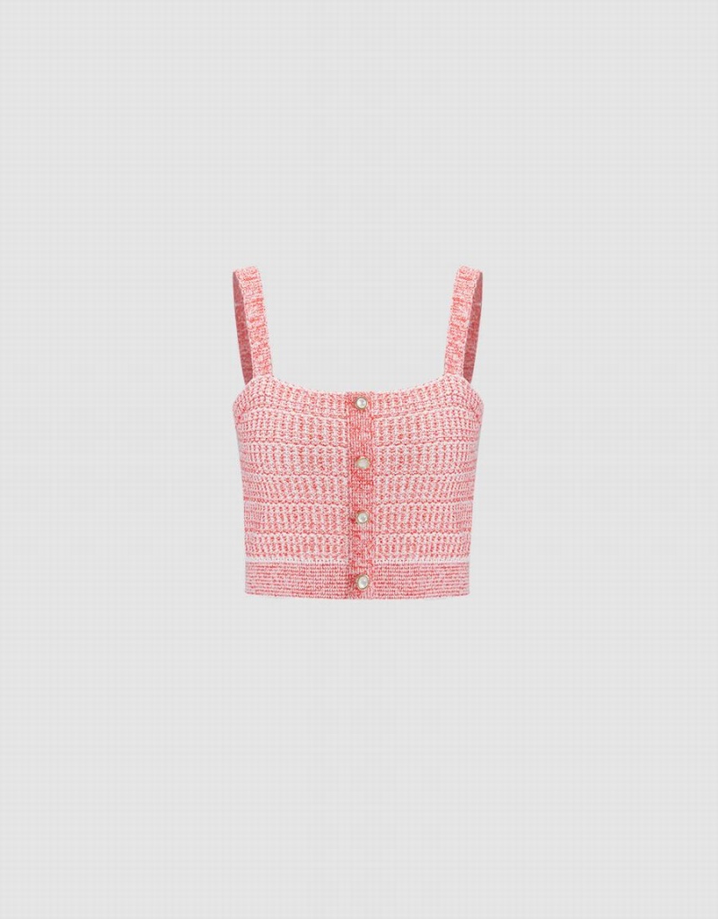 Debardeur Urban Revivo Button Front Knit Femme Rouge | LPB561UW