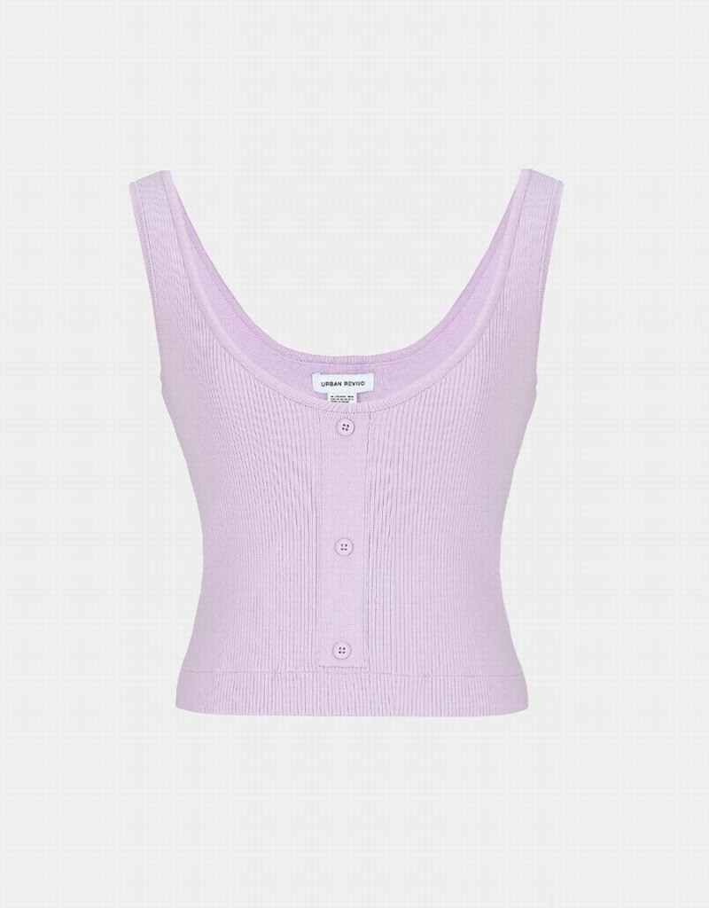 Debardeur Urban Revivo Button Front Sans Manches Knit Femme Violette | FVO295KL